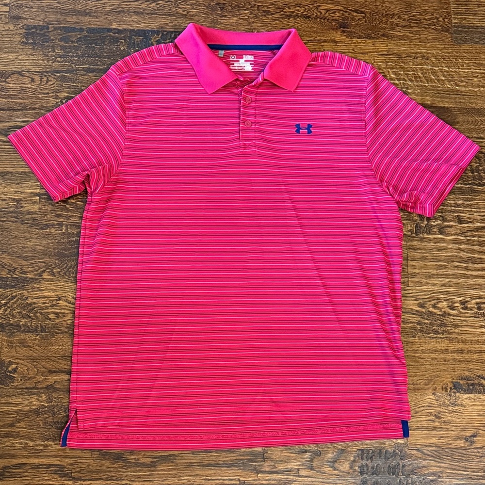 Under Armour Red Striped Polo Shirt
